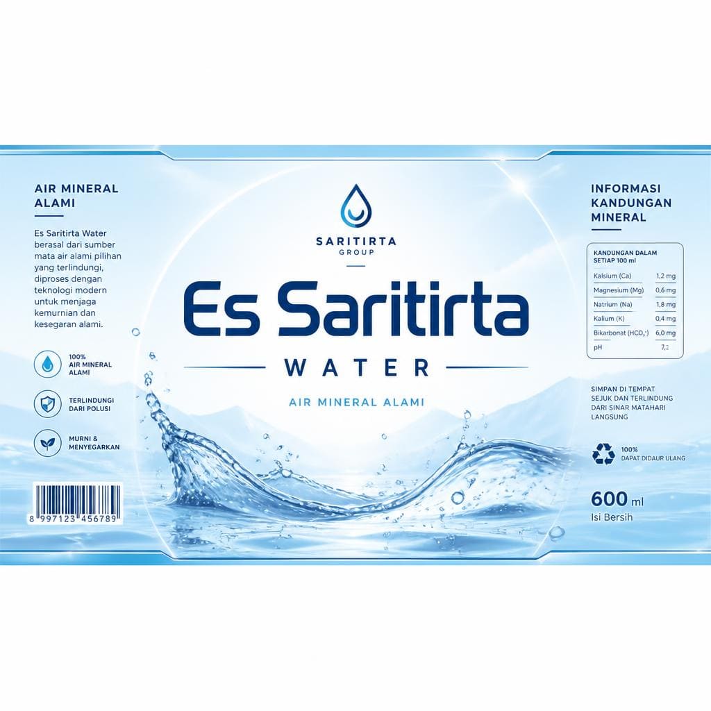 Saritirta Water Te Sate mineral water ukuran 330ml untuk pelengkap hidangan